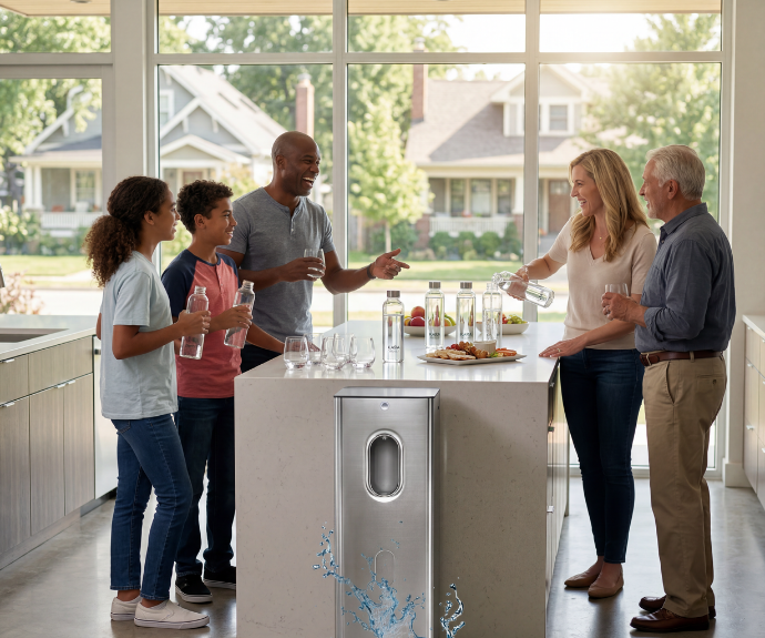 Pouring fresh, mineral-rich Kara Pure 2 water